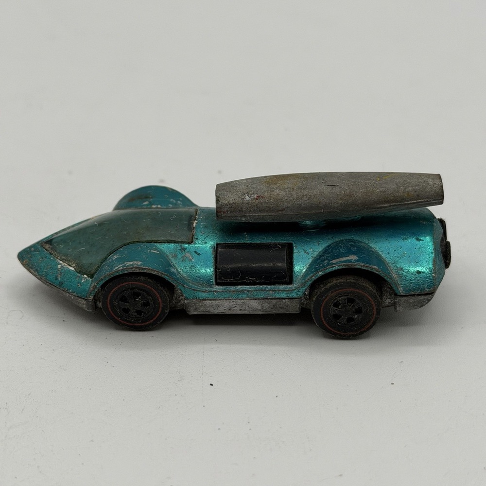 Vintage‎ 1970 Hot Wheels Redline Rocket-Bye-Baby Teal Aqua Blue Diecast Car